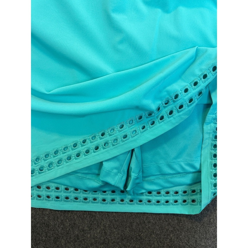 Chico's Zenergy Size 3 US 16 Blue UPF Embroidered Eyelet Pull On Skort Turquoise - Picture 9 of 11